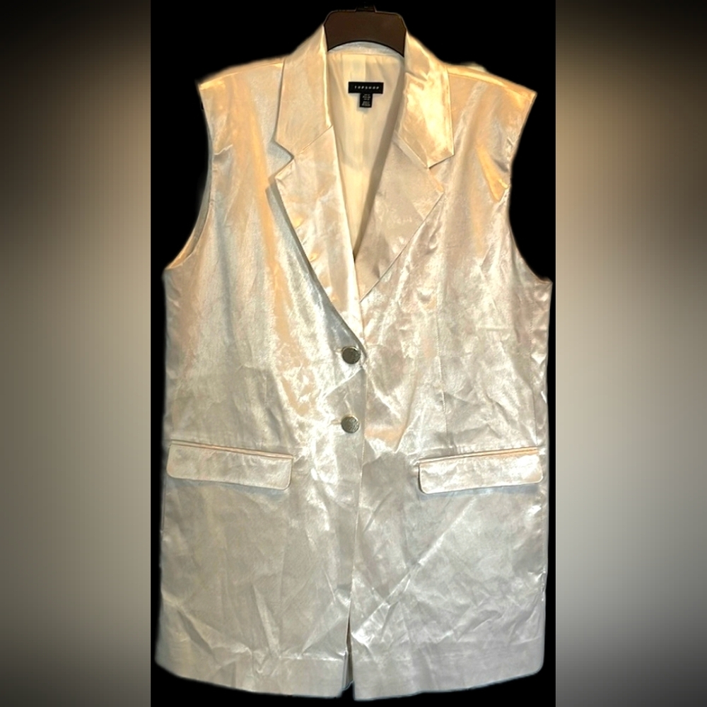 Topshop Sleeveless OFF WHITE CREAM Satin blazer romper, size 12